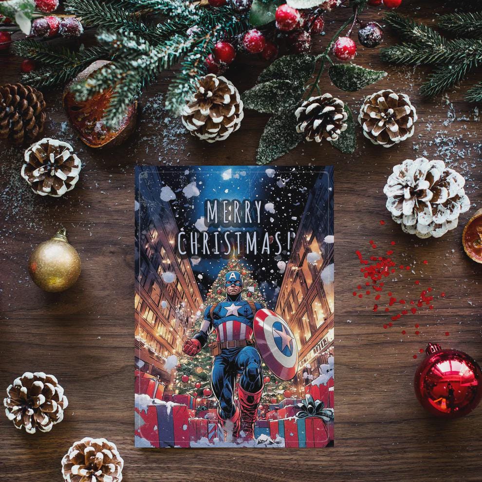 Captain America Christmas Card • Marvel Avengers Steve Rogers Gift