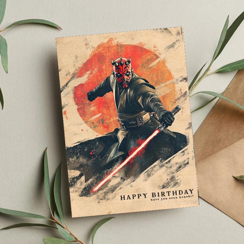 Darth Maul Birthday Card • Star Wars Gift Gift • Star Wars Birthday Card • Baby Yoda • Funny Birthday Card • Birthday cards