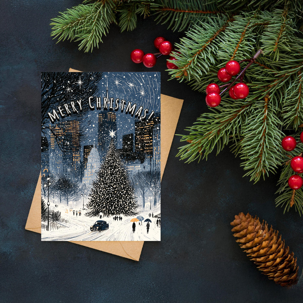New York Christmas Card, NYC Christmas Card, New York Winter Card, City Christmas Xmas Card, Manhattan Holiday Card, NYC Gift
