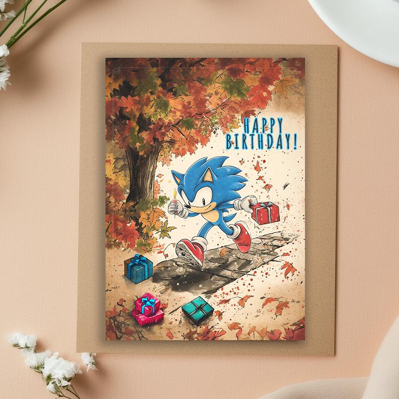 Sonic Birthday Card, Greeting Card, Birthday Card, Sonic Card, Sonic the Hedgehog Card, Sonic Birthday
