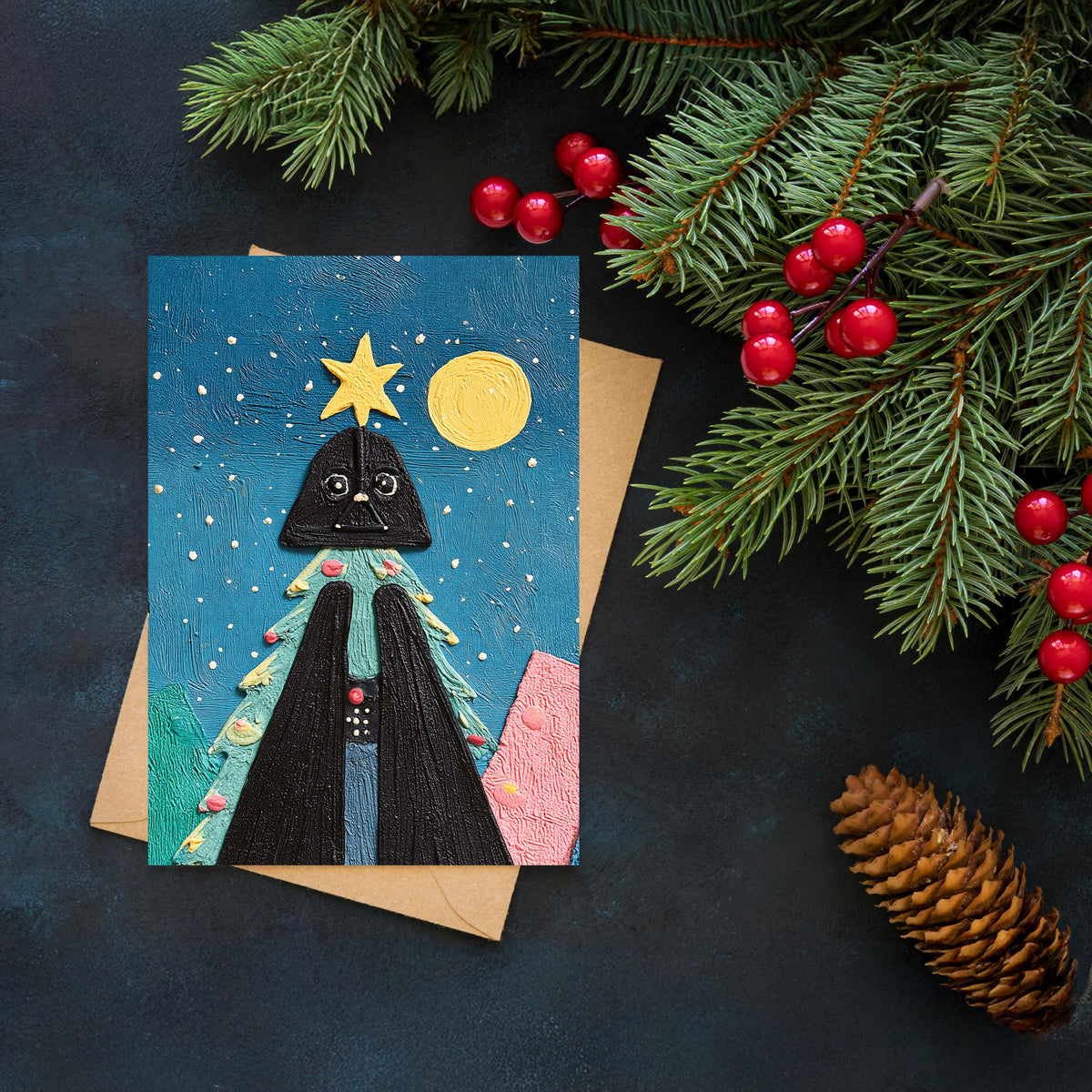 Darth Vader Christmas Card, Star Wars Christmas Card, Funny Christmas Card, Sci Fi Holiday Card, Geeky Christmas Gift, Vader Gift