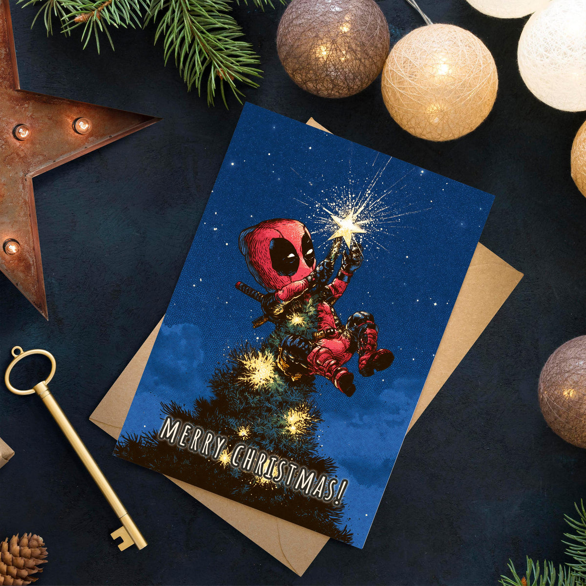Funny Deadpool Christmas Card, Avengers Inspired