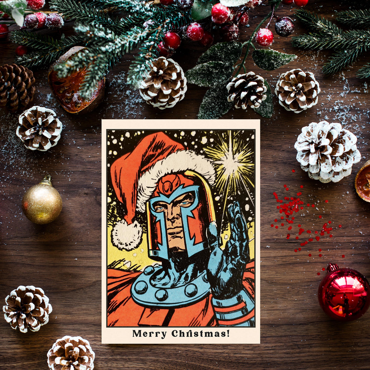 Magneto Christmas Card, Marvel Christmas Card, X Men Christmas Card, Magneto Xmas Card, Comic Book Holiday Card, Superhero Gift