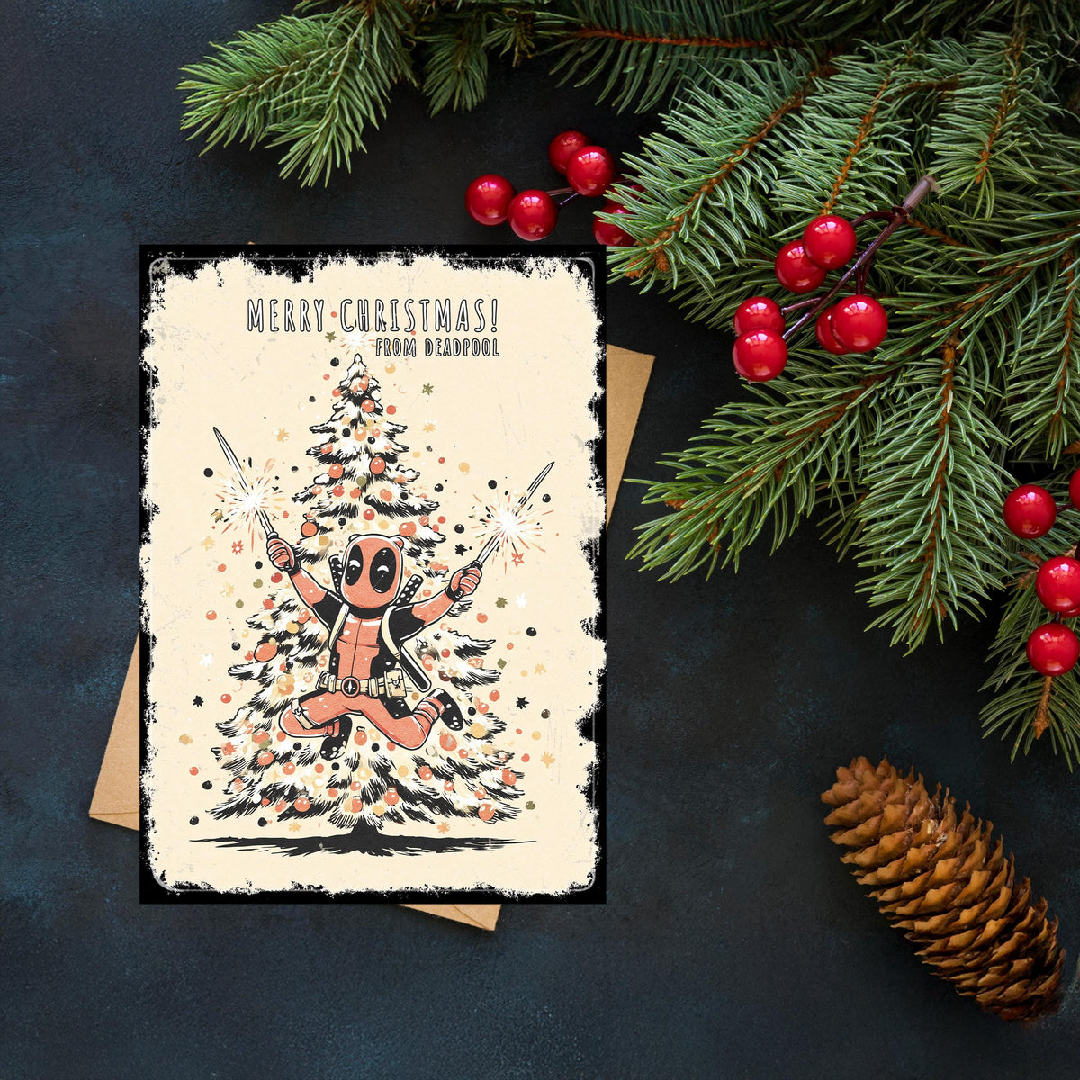 Funny Deadpool Christmas Card, Avengers Inspired