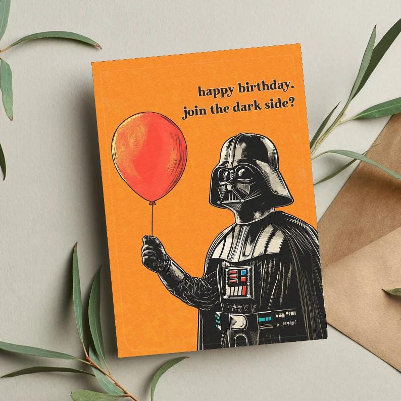 Darth Vader Birthday Card • Star Wars Gift • Star Wars Birthday Card • Baby Yoda • Funny Birthday Card • Birthday cards