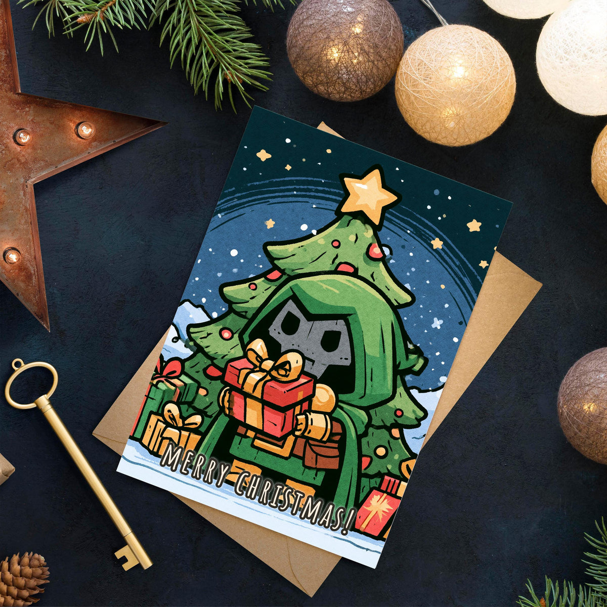 Doom Christmas Card, Funny Marvel Christmas Card, Doctor Doom Xmas Card, Superhero Holiday Card, Comic Book Christmas Gift