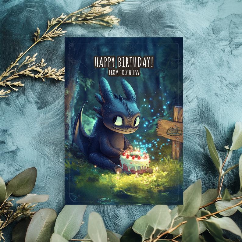 Toothless Birthday Card: How To Train Your Dragon, A5 Greeting Card