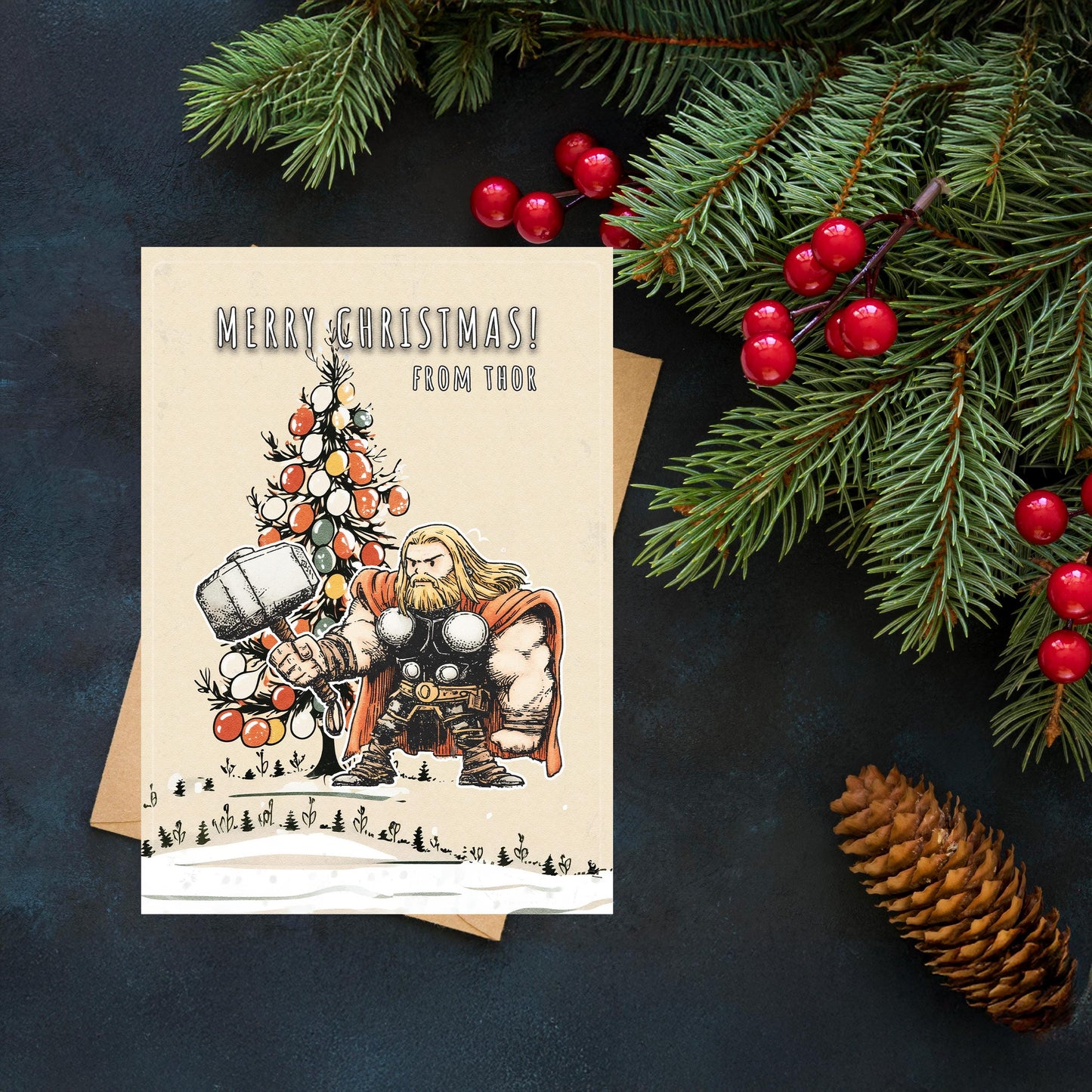 Funny Thor Christmas Card • Avengers Holiday Greeting