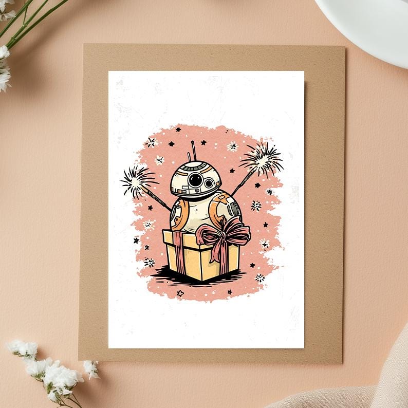 BB-8 Birthday Card: Funny Star Wars Droid Art