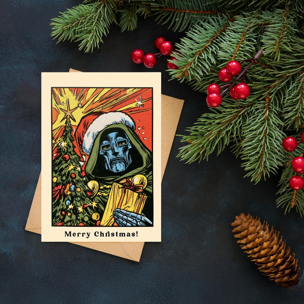 Doom Christmas Card, Funny Marvel Christmas Card, Doctor Doom Xmas Card, Superhero Holiday Card, Comic Book Christmas Gift