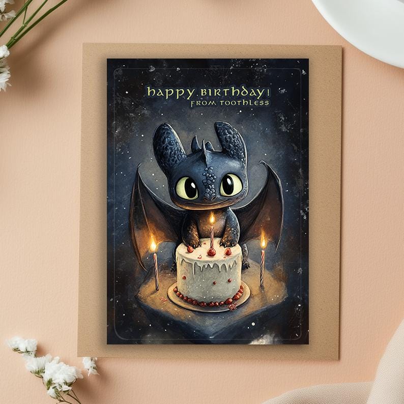 Toothless Birthday Card, How To Train Your Dragon Card, Greeting Card, Birthday Card, Toothless Card, How To Train Your Dragon Birthday