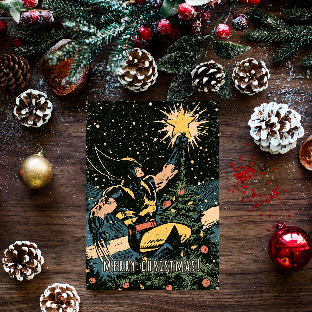 Wolverine Christmas Card, Wolverine Xmas Card, Marvel Christmas Card, Superhero Holiday Card, Comic Book Christmas, Wolverine Gift