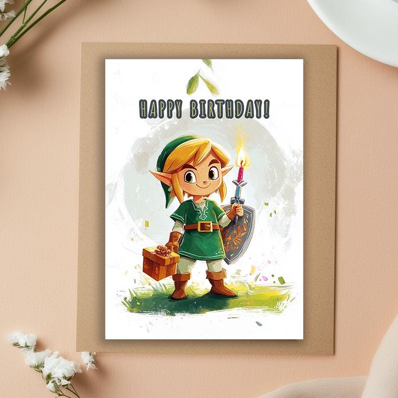 Zelda Birthday Card, Greeting Card, Birthday Card, Zelda Card, Spiderman Gift, Zelda Birthday