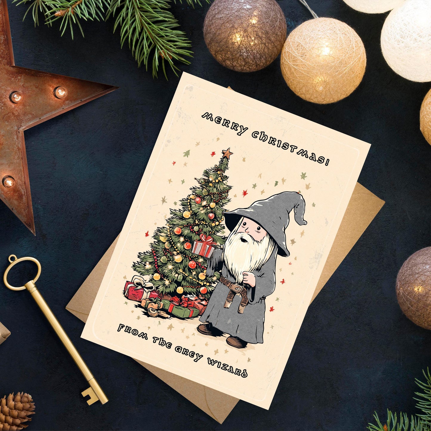 Funny Gandalf Christmas Card – Geeky Lord of the Rings Holiday Card