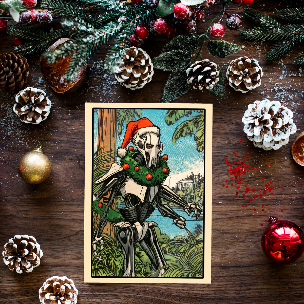 General Grievous Christmas Card, Star Wars Christmas Card, Funny Sci Fi Holiday Card, Grievous Greeting Card, Geeky Christmas Gift
