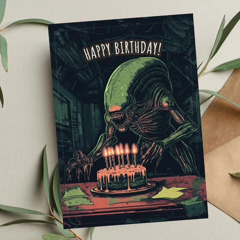 Sci-Fi Alien Birthday Card: Funny Movie-Inspired Holiday Card