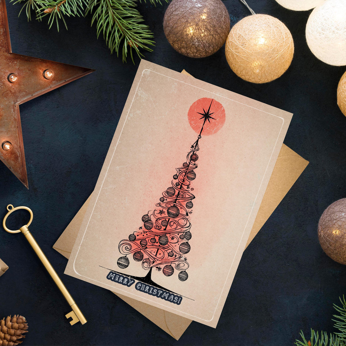 Japanese Christmas Tree Card | Festive Holiday Greeting