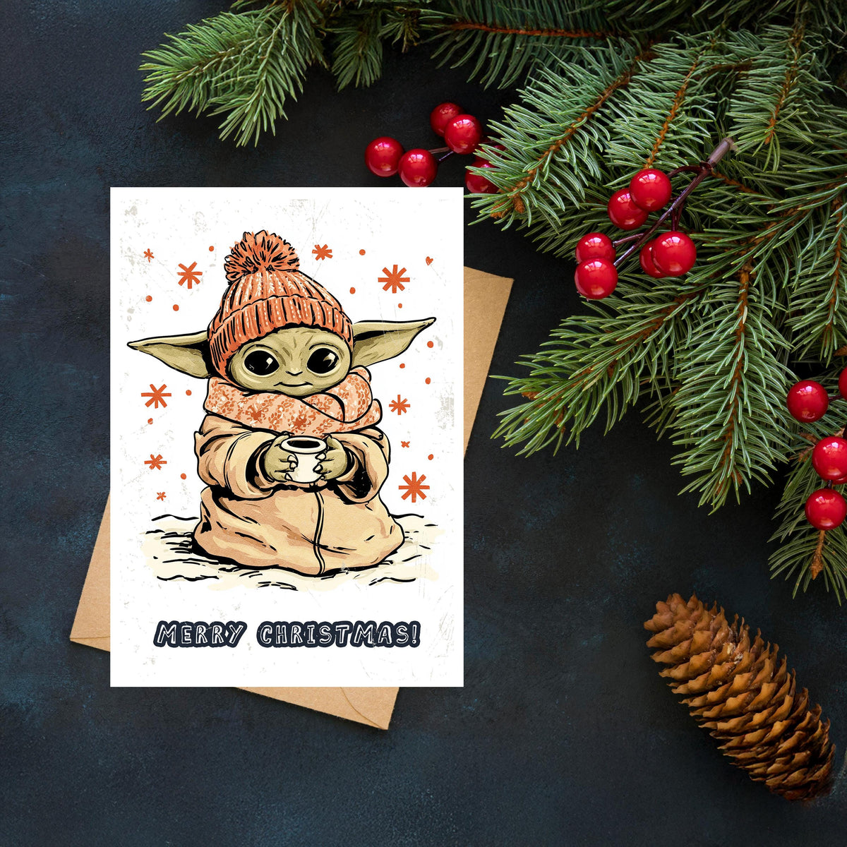Baby Yoda Christmas Card • Funny Star Wars Holiday Gift