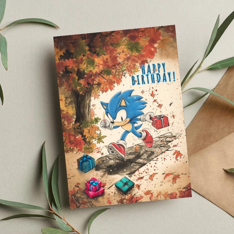 Sonic Birthday Card, Greeting Card, Birthday Card, Sonic Card, Sonic the Hedgehog Card, Sonic Birthday