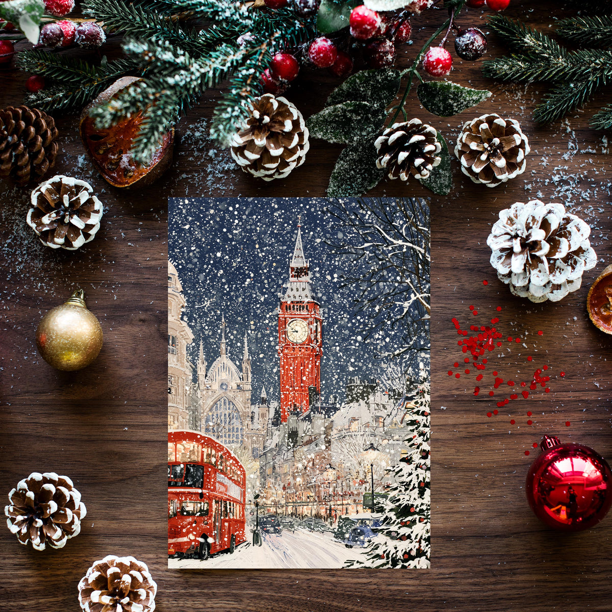 London Christmas Card, London Winter Card, Big Ben Christmas Card, London Xmas Card, British Holiday Card, London Gift