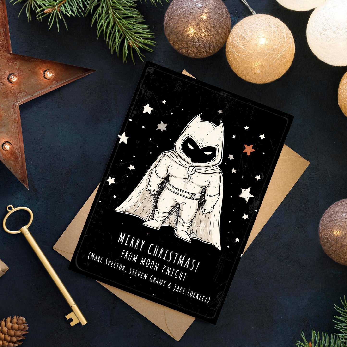 Moon Knight Christmas Card, Funny Avengers Card