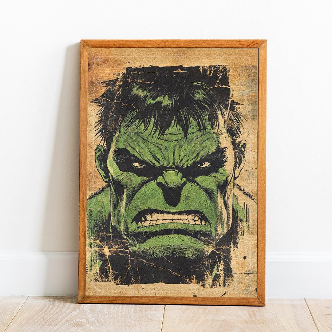 Hulk Comic Book Poster, Avengers, Superhero Wall Art