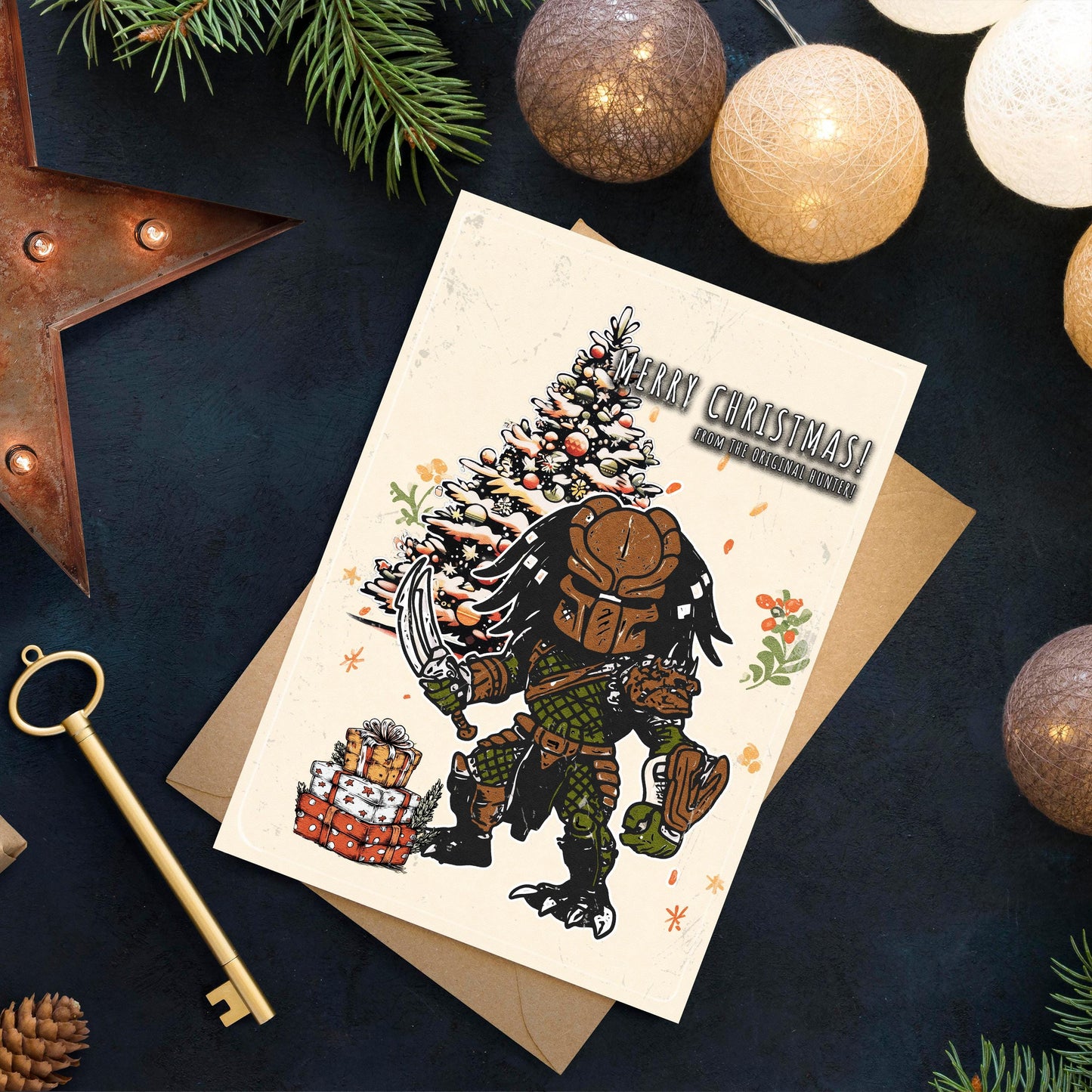 Funny Predator Christmas Card • Sci-Fi Holiday Greeting