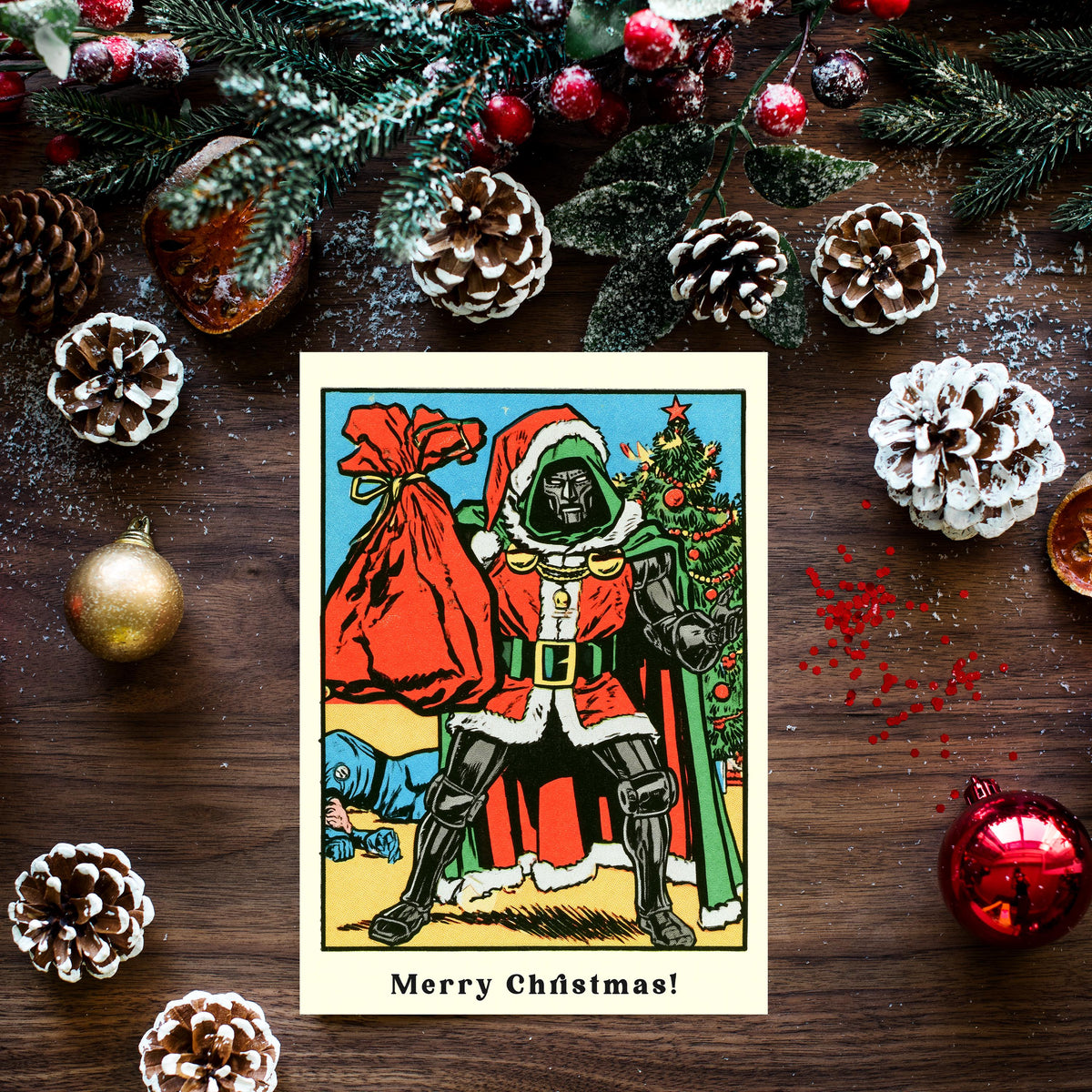 Doom Christmas Card, Funny Marvel Christmas Card, Doctor Doom Xmas Card, Superhero Holiday Card, Comic Book Christmas Gift