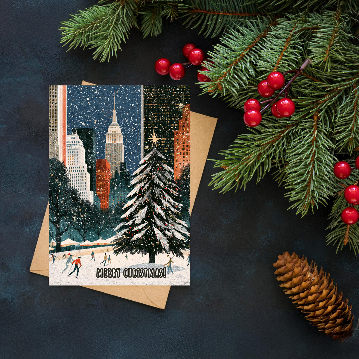 New York Christmas Card, NYC Christmas Card, New York Winter Card, City Christmas Xmas Card, Manhattan Holiday Card, NYC Gift