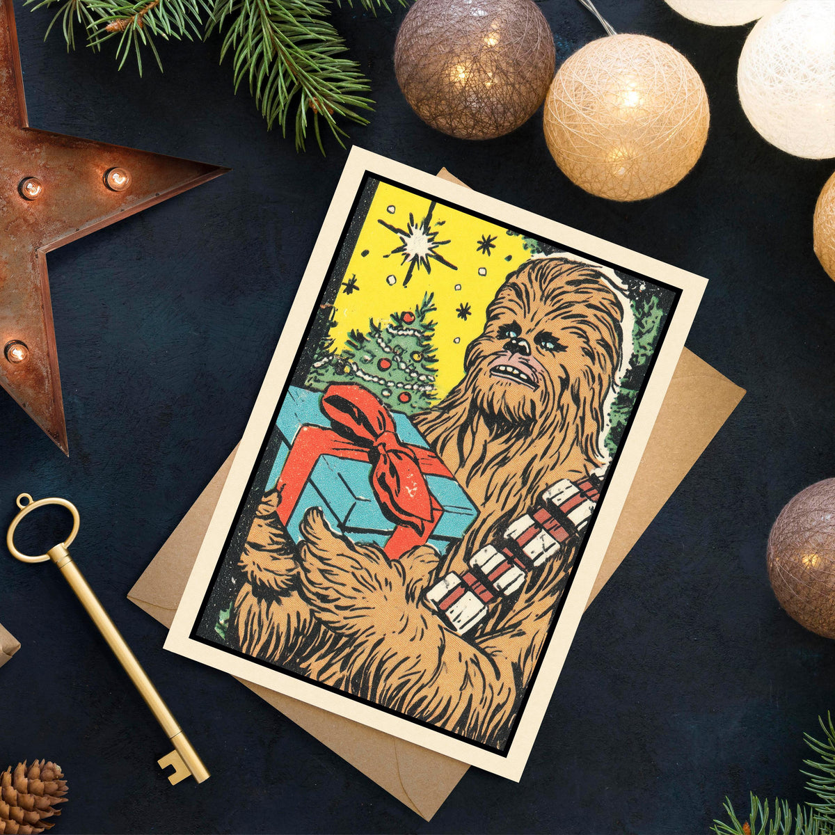 Funny Chewbacca Christmas Card | Geeky Star Wars Holiday Greeting