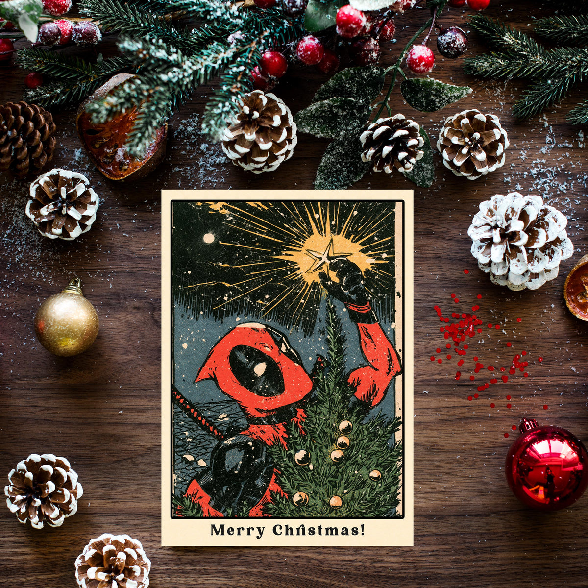 Funny Deadpool Christmas Card, Avengers Inspired