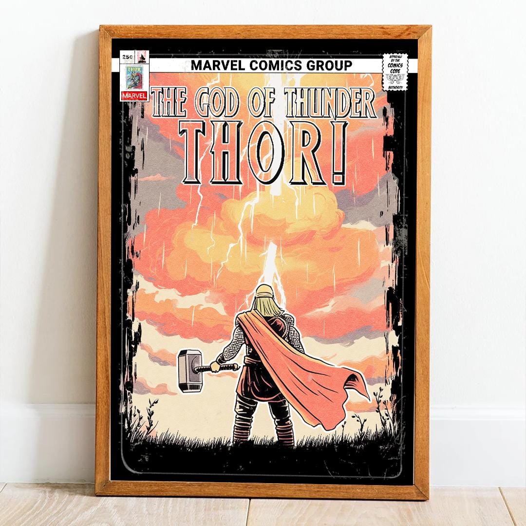 Thor Poster, Avengers Poster, Superhero Poster, God of Thunder Print, A3, A4, A5, Comic Book Poster, Marvel Print, Marvel Poster