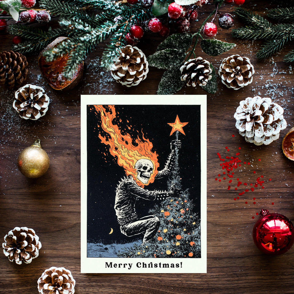 Ghost Rider Christmas Card, Marvel Christmas Card, Funny Horror Xmas Card, Fiery Superhero Holiday Card, Ghost Rider Fan Gift