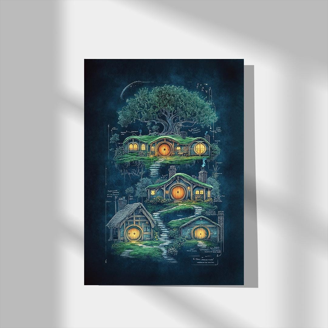 Lord of the Rings Poster: Japanese Art Style, Tolkien Wall Art