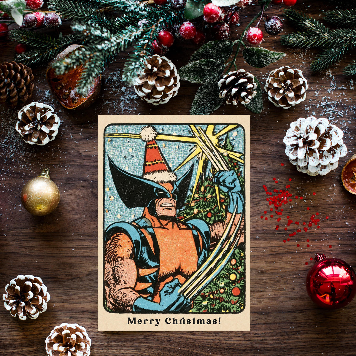 Wolverine Christmas Card, Wolverine Xmas Card, Marvel Christmas Card, Superhero Holiday Card, Comic Book Christmas, Wolverine Gift