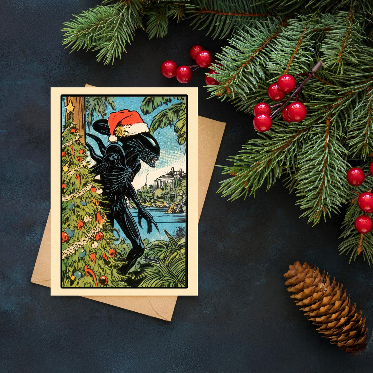 Alien Christmas Card, Sci-Fi Holiday Greetings