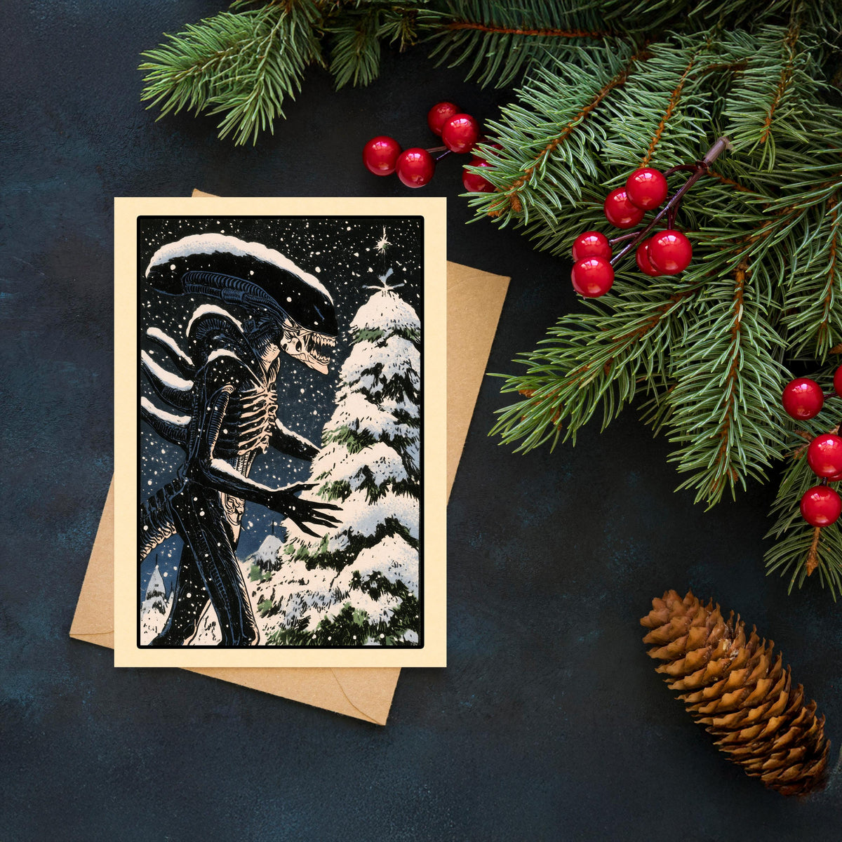 Alien Christmas Card, Sci-Fi Holiday Greetings