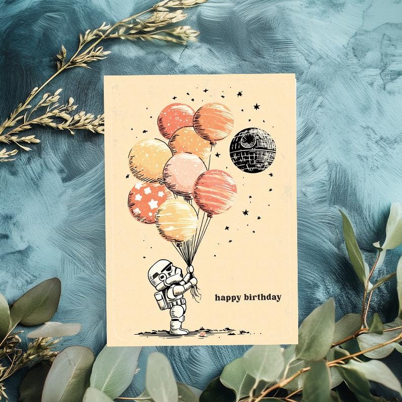 Funny Stormtrooper Birthday Card: Star Wars Galactic Empire Art