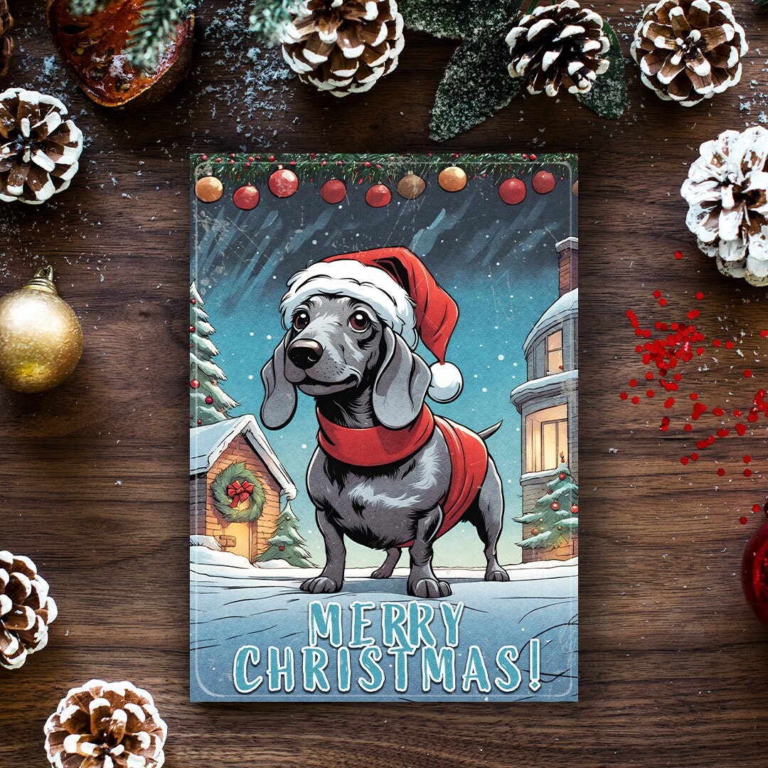 Sausage dog Christmas card