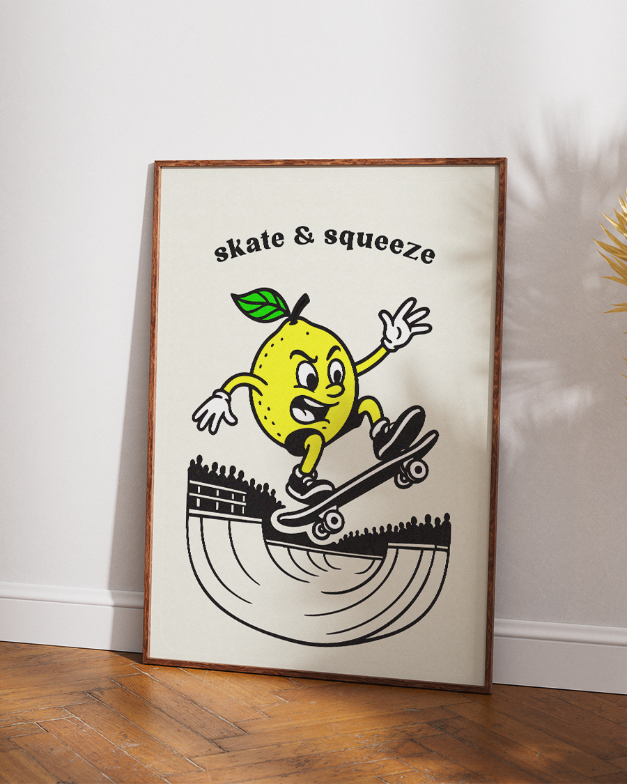 Skate & Squeeze Lemon Poster