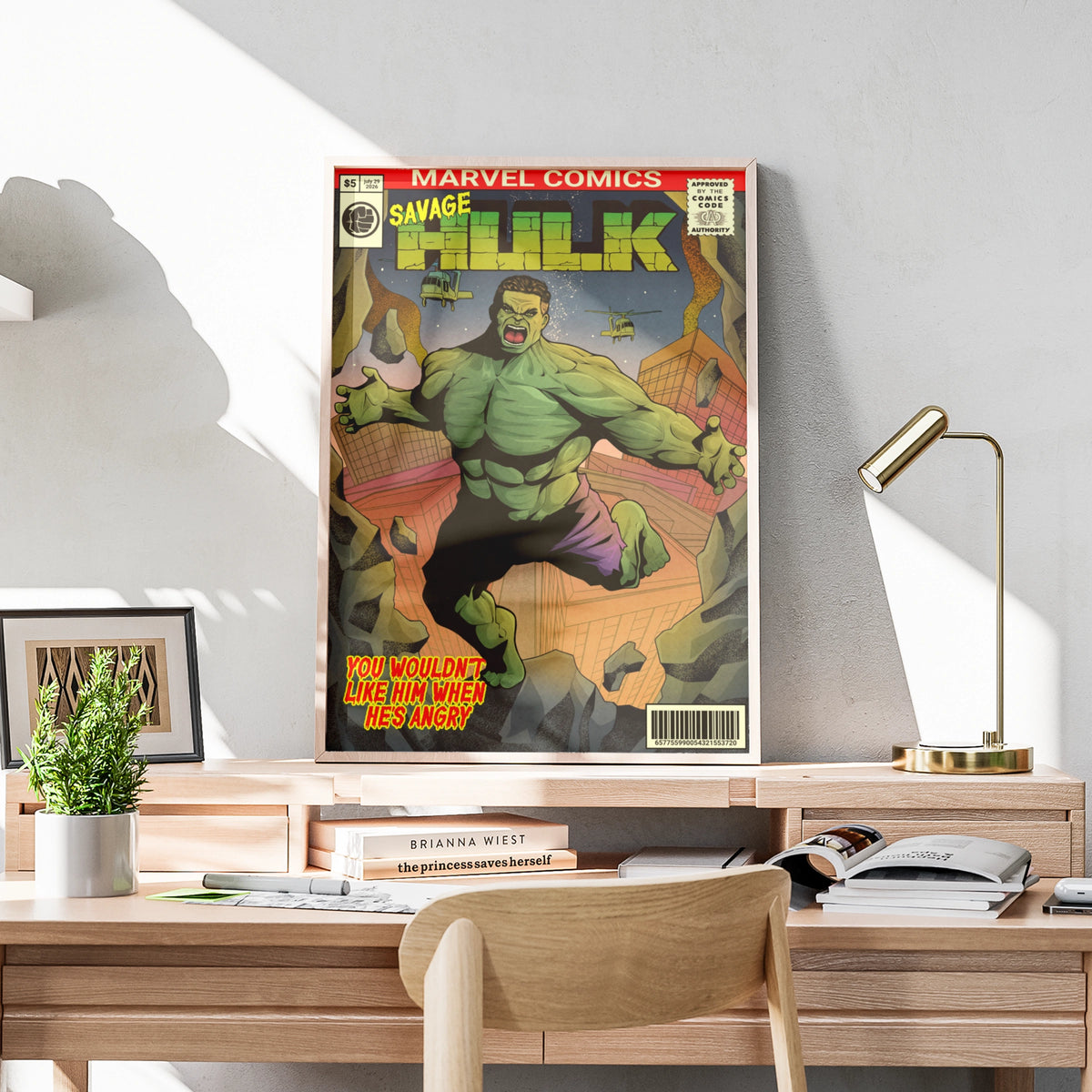 Savage Hulk Marvel Comics Cover Poster, Retro Comic Book Wall Art, Gift for Him