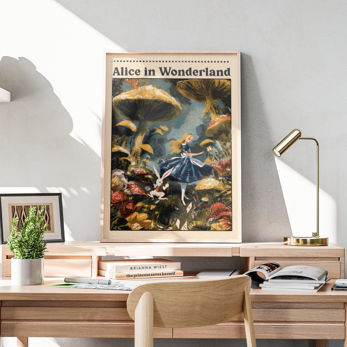 Alice in Wonderland Poster, White Rabbit Art Print, Classic Book Literary Wall Decor