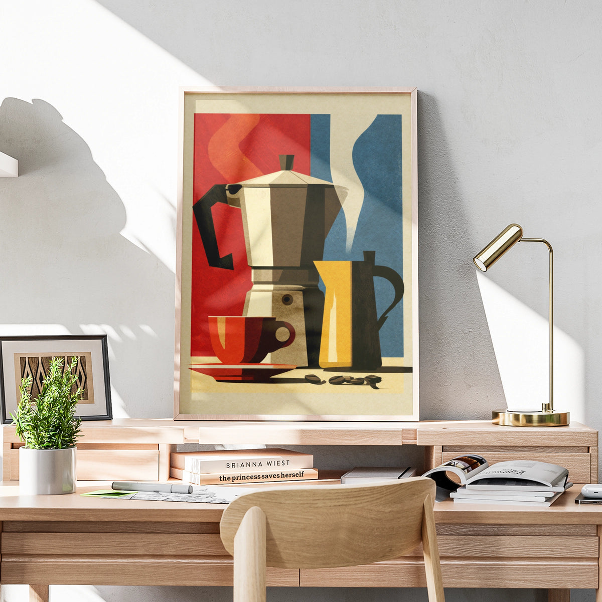 Moka Pot Coffee Poster, Retro Kitchen Wall Art, Mid Century Print, Espresso Decor