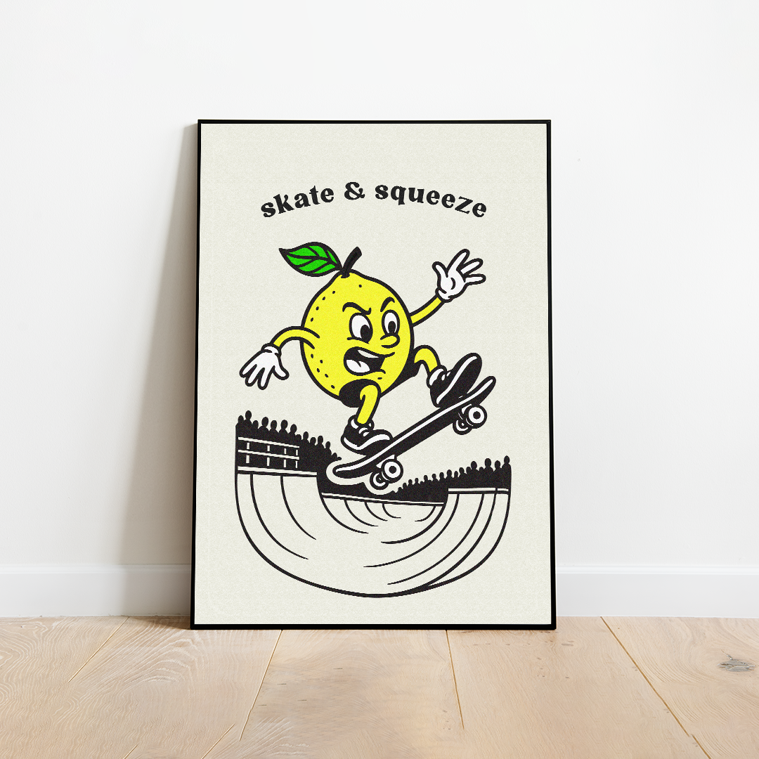 Skate & Squeeze Lemon Poster
