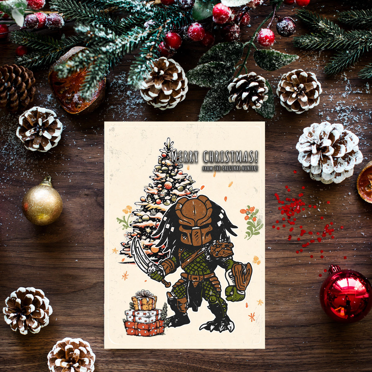 Funny Predator Christmas Card • Sci-Fi Holiday Greeting