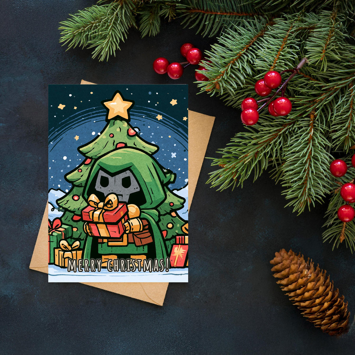 Doom Christmas Card, Funny Marvel Christmas Card, Doctor Doom Xmas Card, Superhero Holiday Card, Comic Book Christmas Gift