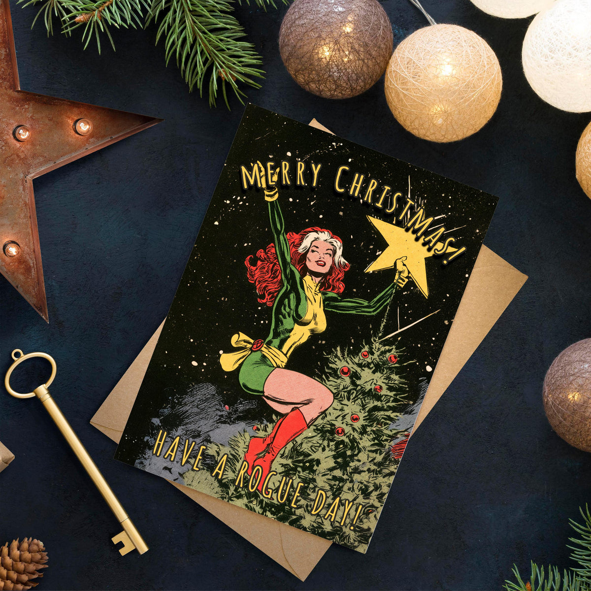 Rogue Christmas Card, X Men Christmas Card, Marvel Xmas Card, Rogue Holiday Card, Comic Book Christmas Gift, Superhero Fan Gift