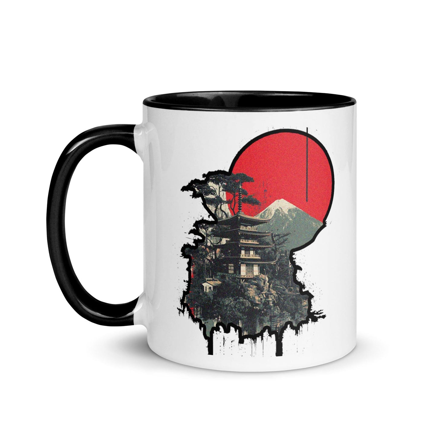 Japan-Themed Ceramic Mug: Sakura Sunrise Travel Art, 11oz