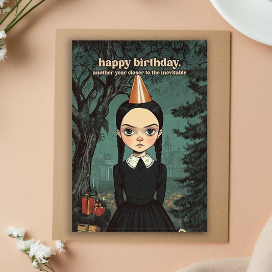 Wednesday Birthday Card, Greeting Card, Birthday Card, Wednesday Card, Jenna Ortega, Wednesday gift, Wednesday Addams