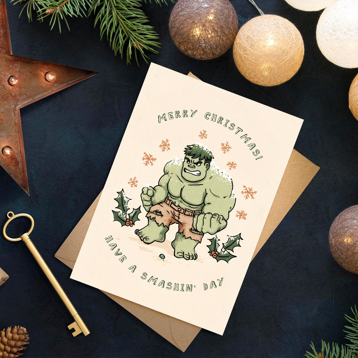 Funny Hulk Christmas Card • Marvel Avengers Holiday Gift
